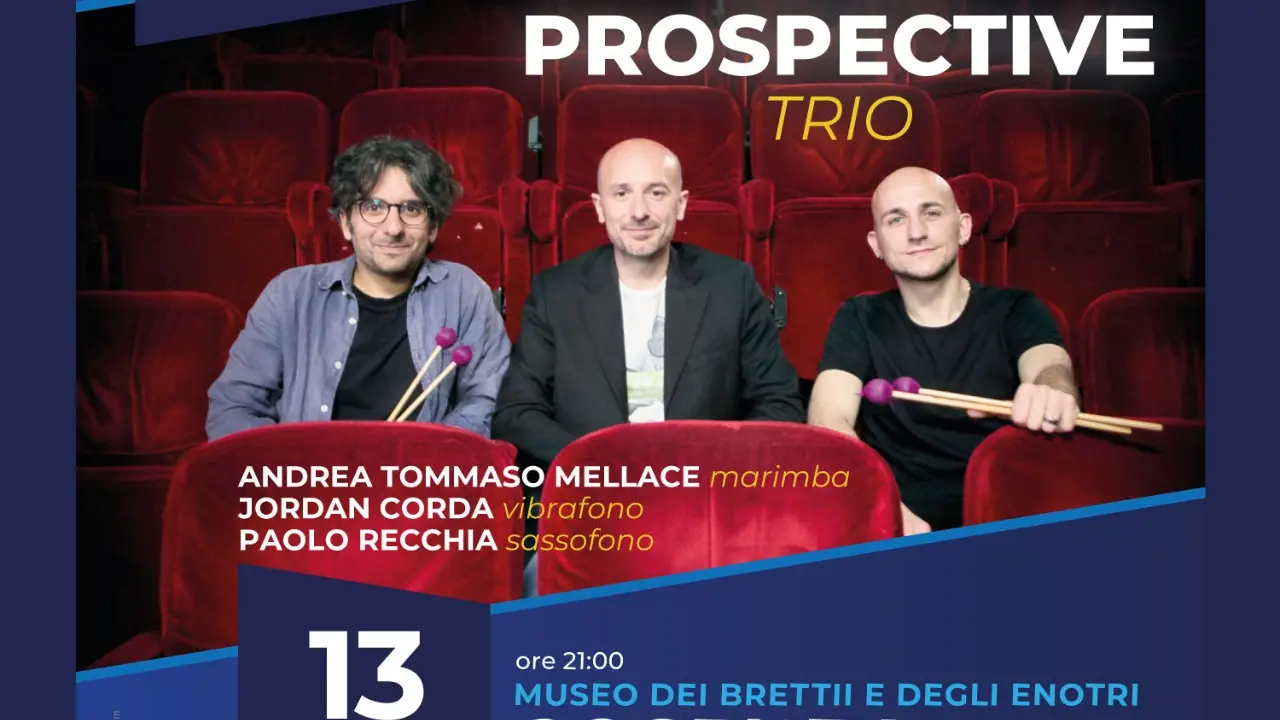 Il Blue Prospective Trio, formato da Andrea Tommaso Mellace (marimba), Jordan Corda (vibrafono) e Paolo Recchia (sassofono)