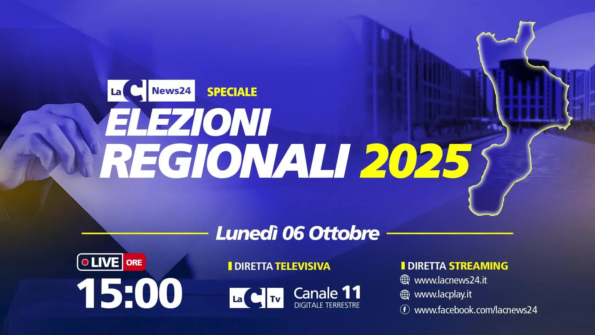 Elezioni Regionali in Calabria, lo speciale su LaC Tv il 6 ottobre