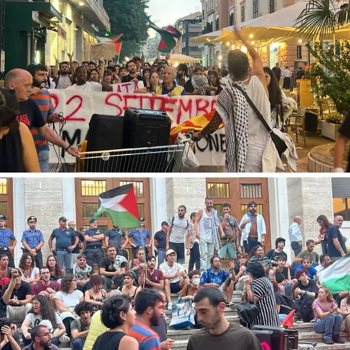 Protesta a Cosenza,\u00A0vernice rossa davanti alla\u00A0Prefettura per Gaza\n