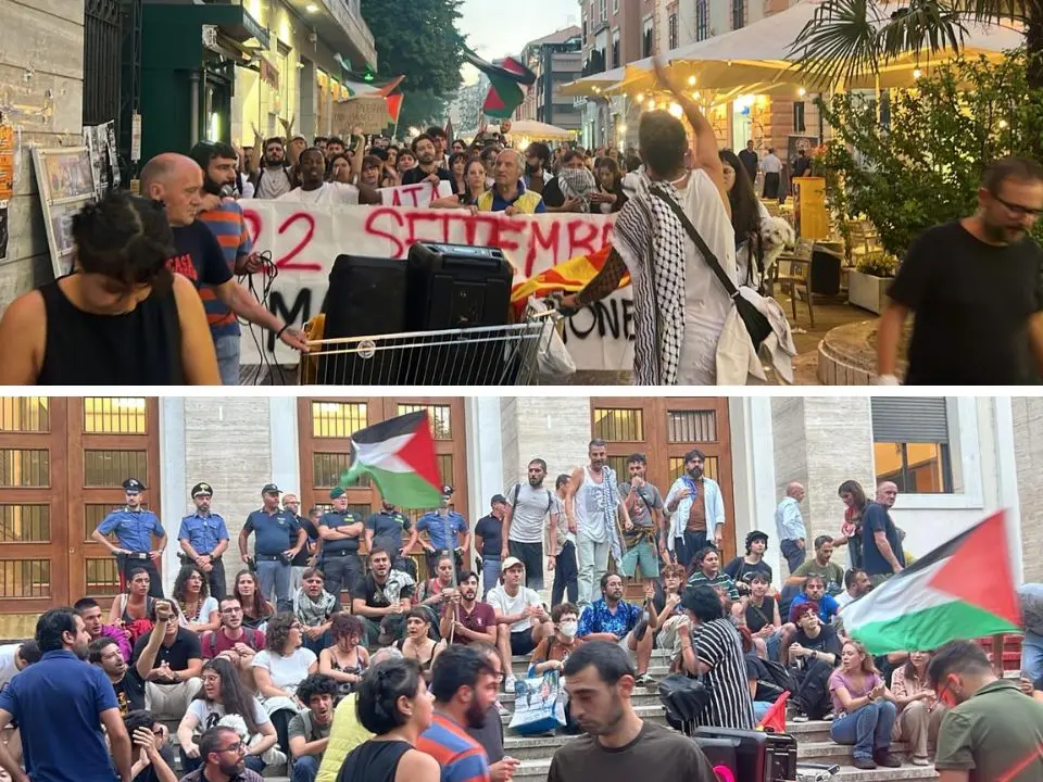 Protesta a Cosenza, vernice rossa davanti alla Prefettura per Gaza