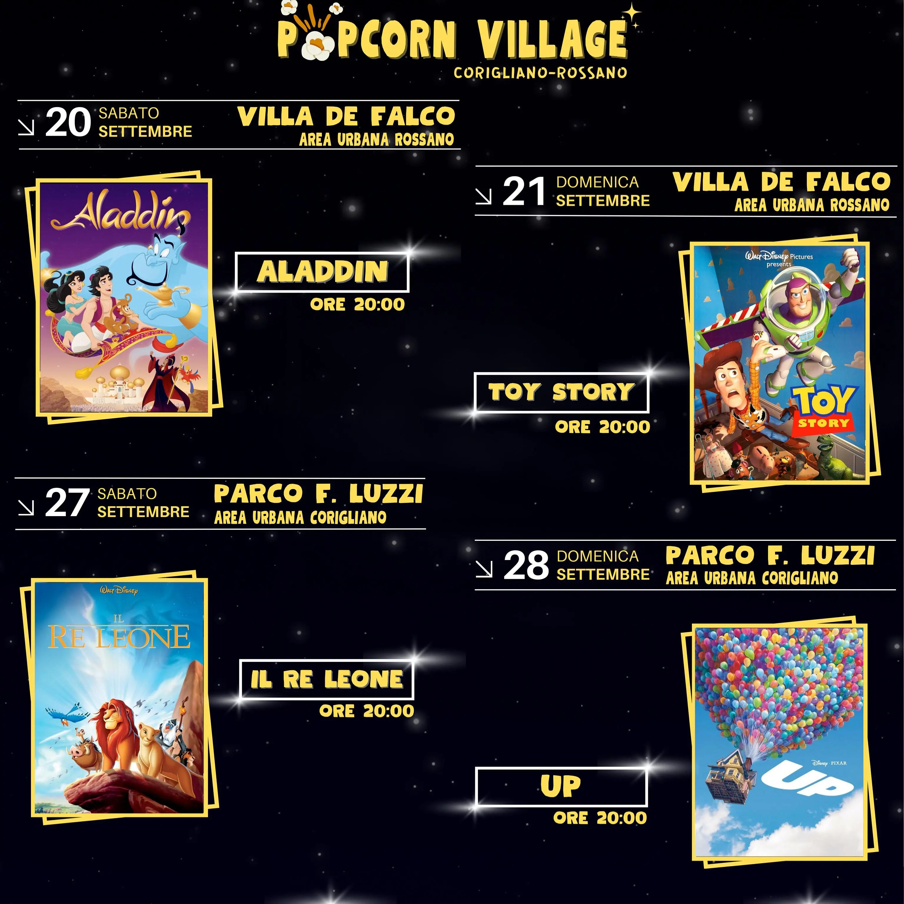Popcorn Village anima i parchi di Corigliano-Rossano con cinema, musica e magia\n