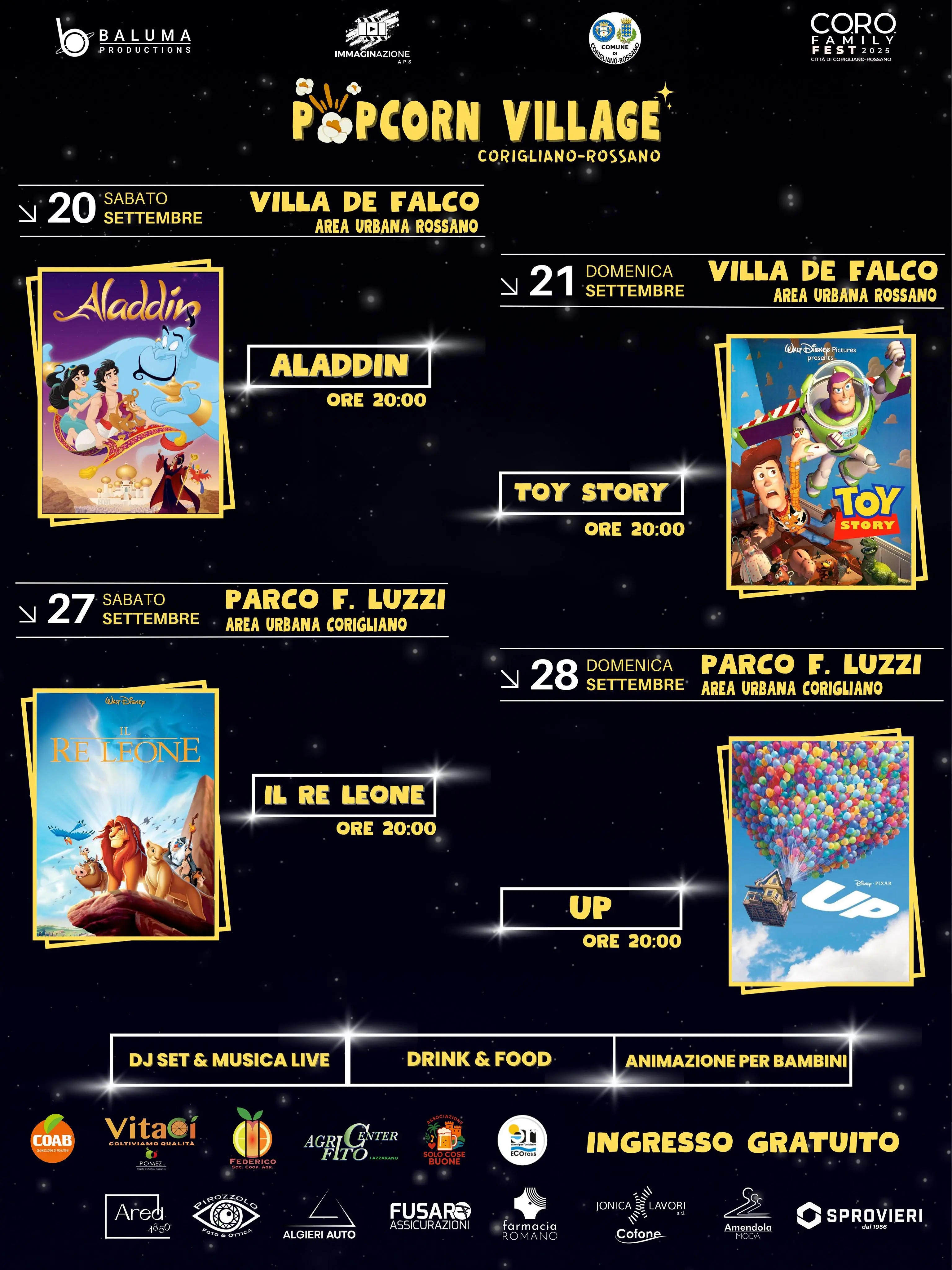 Popcorn Village anima i parchi di Corigliano-Rossano con cinema, musica e magia\n