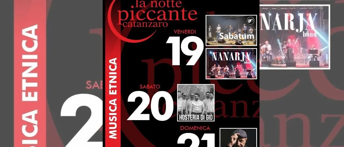 Catanzaro si prepara alla Notte piccante: musica, mostre e giochi pronti ad animare il centro storico\n