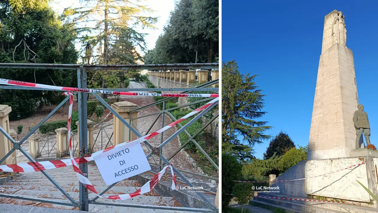 Villa comunale chiusa per un grosso ramo pericolante, l’opposizione attacca Romeo: «Città abbandonata»\n