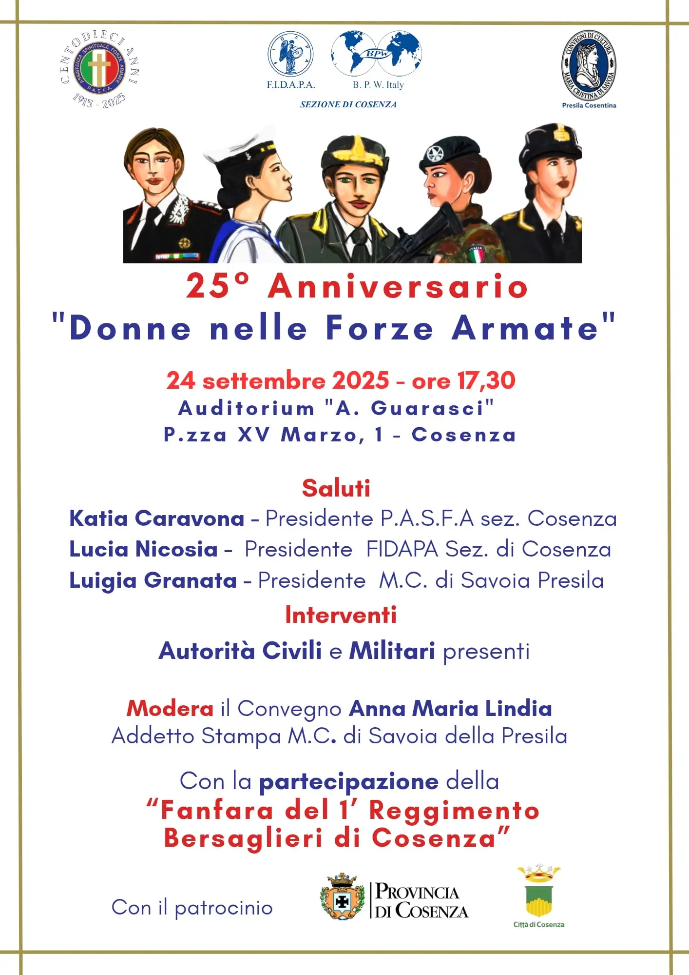 Venticinque anni fa le donne entravano nelle Forze Armate: l’omaggio a Cosenza\n