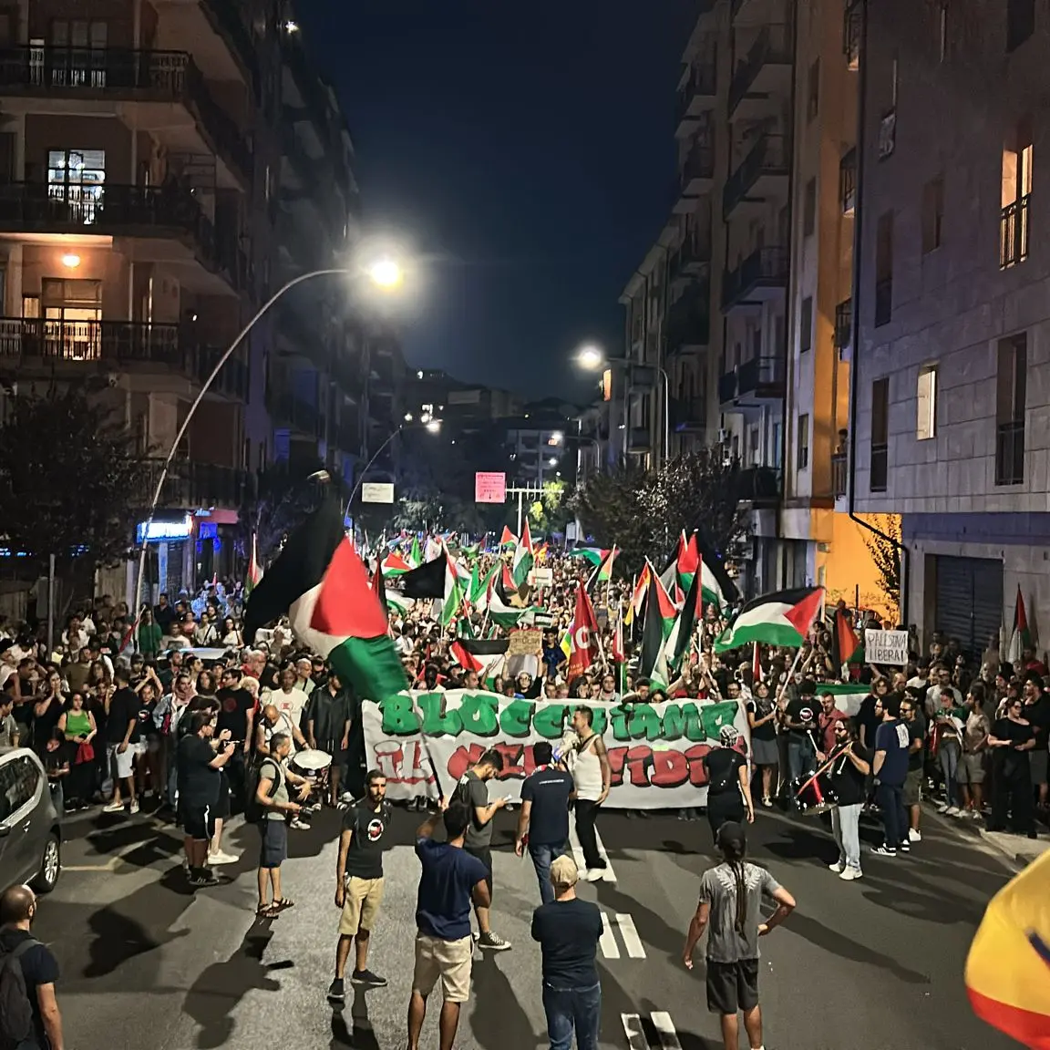 Cosenza in piazza per Gaza: corteo regionale nel centro tra bandiere e cori