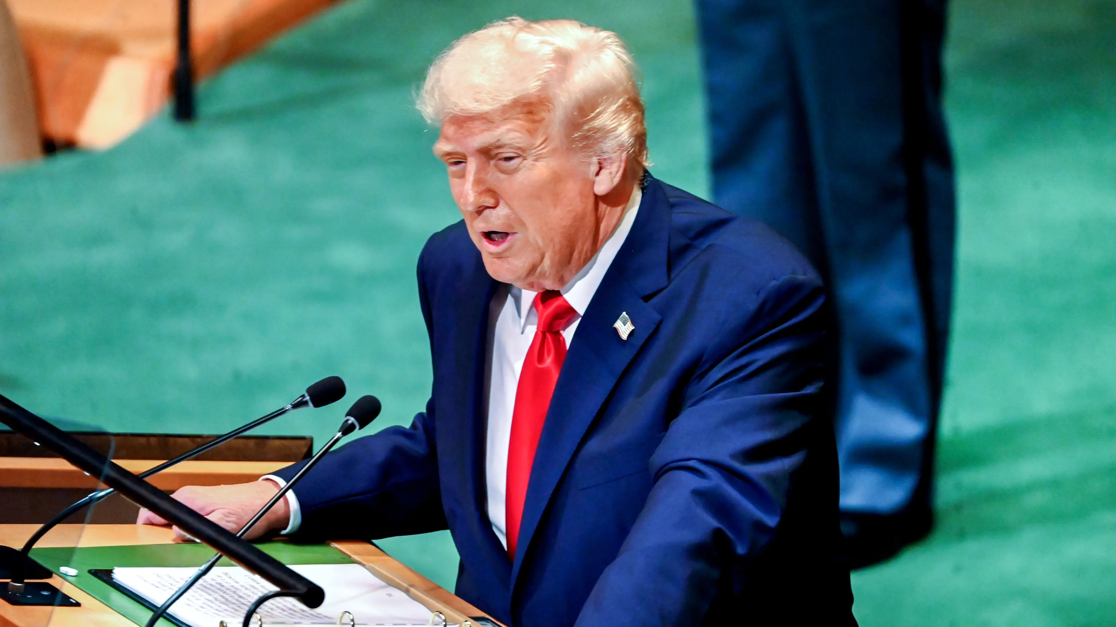 United States President Donald J Trump addresses the United Nations General Assembly at United Nations Headquarters in New York, New York, USA on 23 September, 2025. Credit: Kyle Mazza / CNP/Sipa USA , Kyle Mazza - CNP/Sipa USA