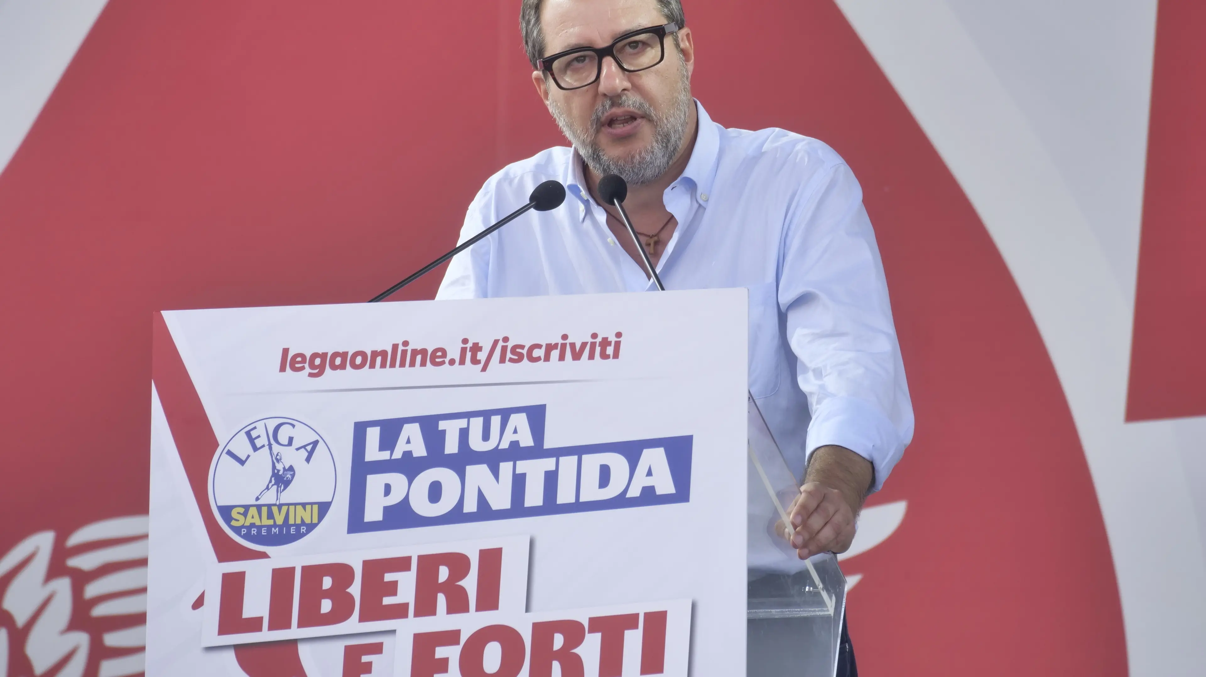 <p>Salvini a Pontida, con lo slogan Liberi e forti</p>\\n , Luca Ponti/Ipa agency