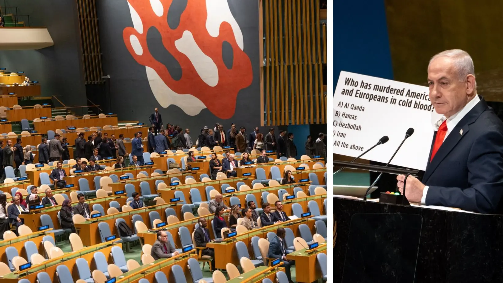 Netanyahu parla all’Onu e decine di delegati abbandonano l’aula: il baratro morale di Israele\n