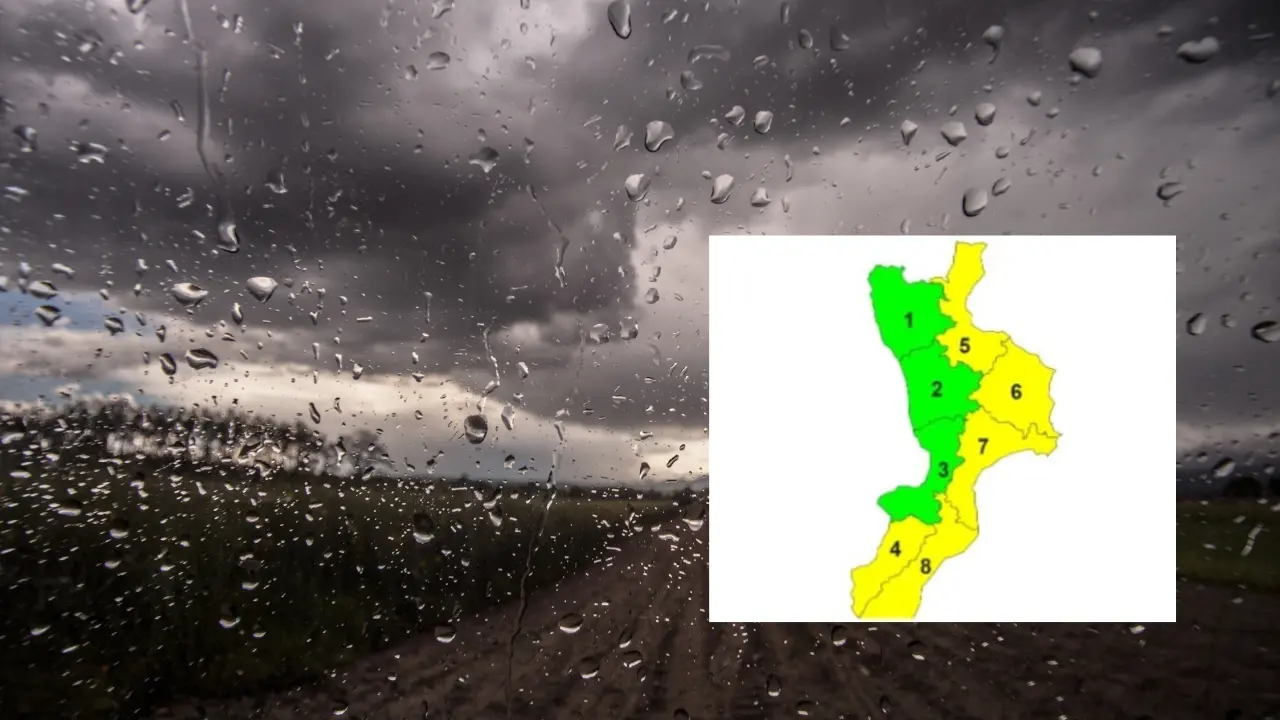 Meteo, sabato con allerta gialla su gran parte della Calabria: piogge soprattutto sul lato jonico, nubi sparse altrove