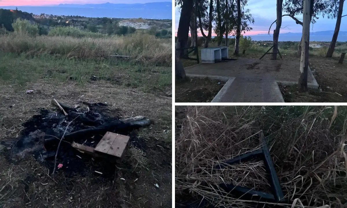 Vandalizzata l’area pic-nic di Pannaconi. Il vicesindaco Mazzeo: «Gesto che ferisce la comunità». Presentata denuncia