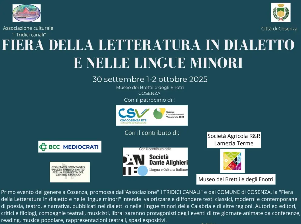 A Cosenza si alza il sipario sulla prima edizione della Fiera della letteratura in dialetto e nelle lingue minori\n