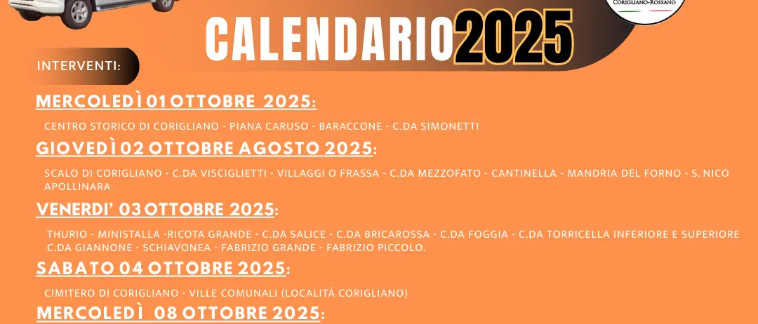 Disinfestazione notturna a Corigliano Rossano: calendario e precauzioni\n