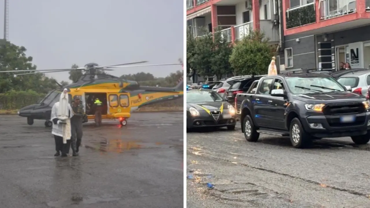 L’effige della Madonna di Fatima sorvola Corigliano-Rossano sull’elicottero della Guardia di finanza di Vibo\n