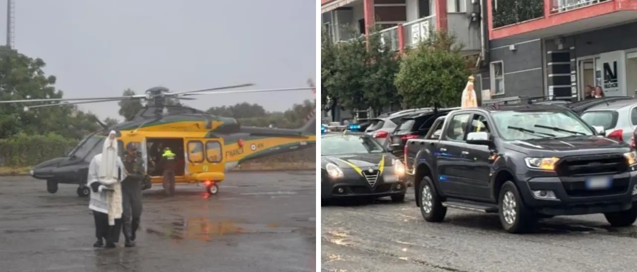 L’effige della Madonna di Fatima sorvola Corigliano-Rossano sull’elicottero della Guardia di finanza di Vibo\n