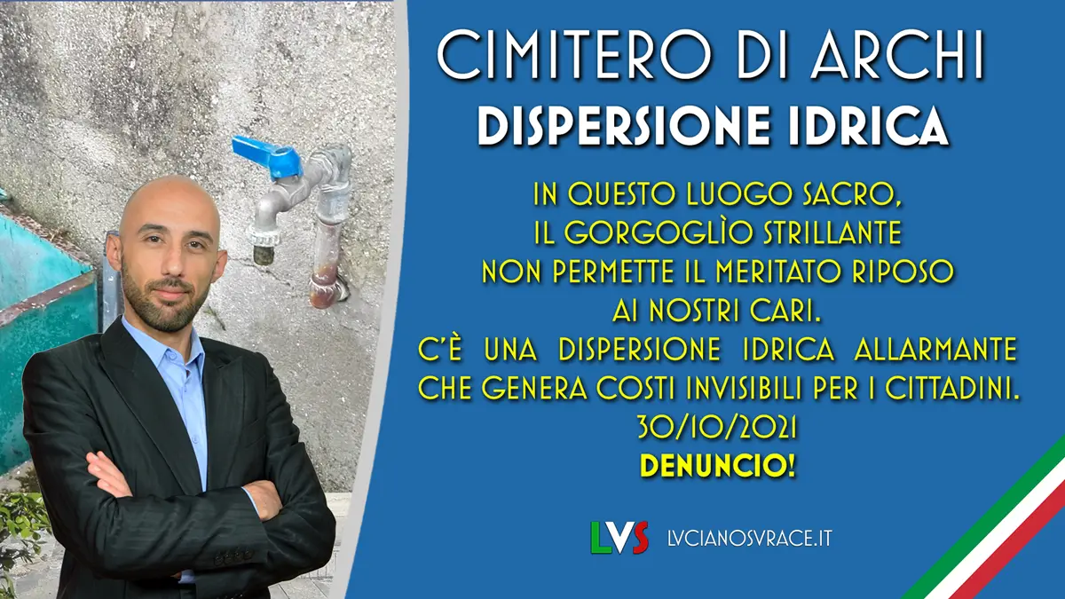 Cimitero di Archi, Surace denuncia: «Dispersione idrica al suo interno»