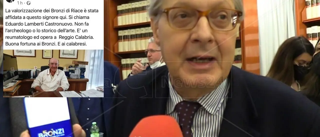 Bronzi di Riace, Sgarbi attacca Lamberti: «Valorizzazione affidata a un reumatologo»
