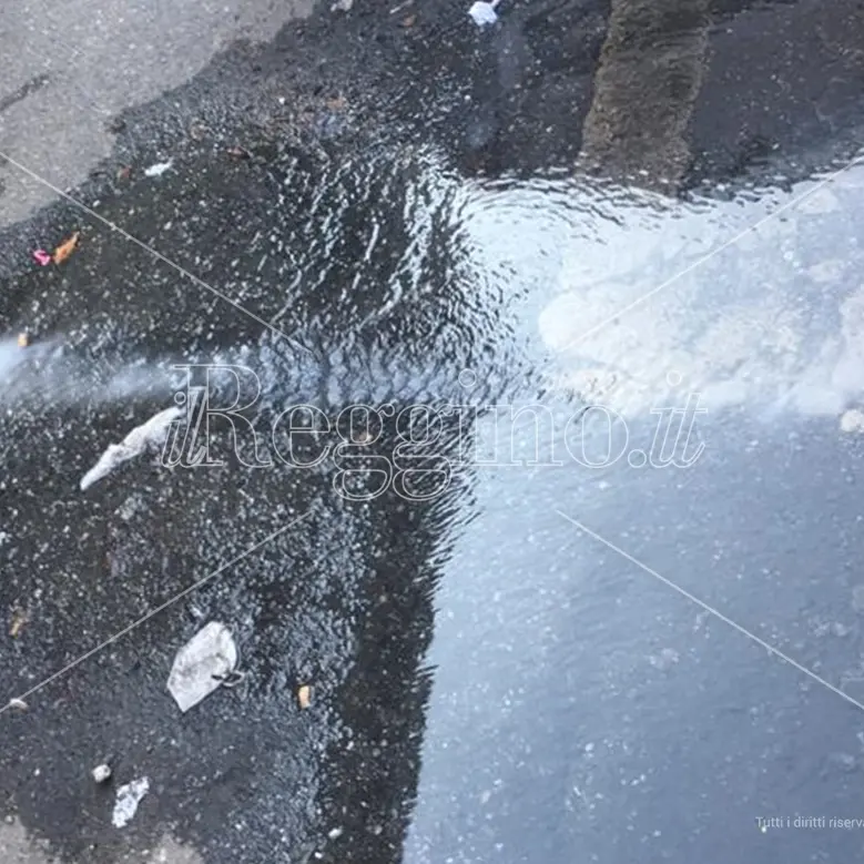 Reggio, da quasi un mese una copiosa perdita d'acqua in via Caprera