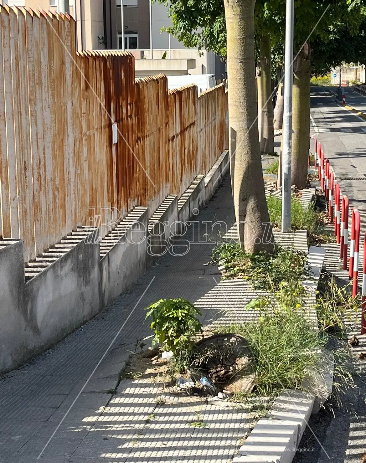 Reggio, sempre più disastrato e pericoloso il marciapiede dell’ospedale Morelli