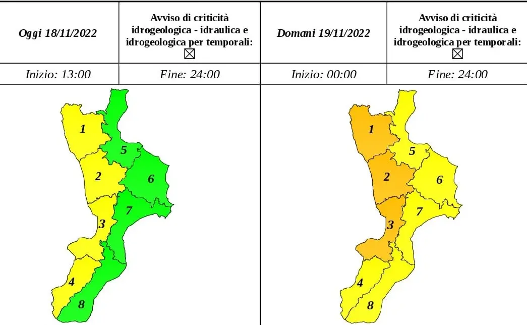 Maltempo, domani allerta gialla nel reggino