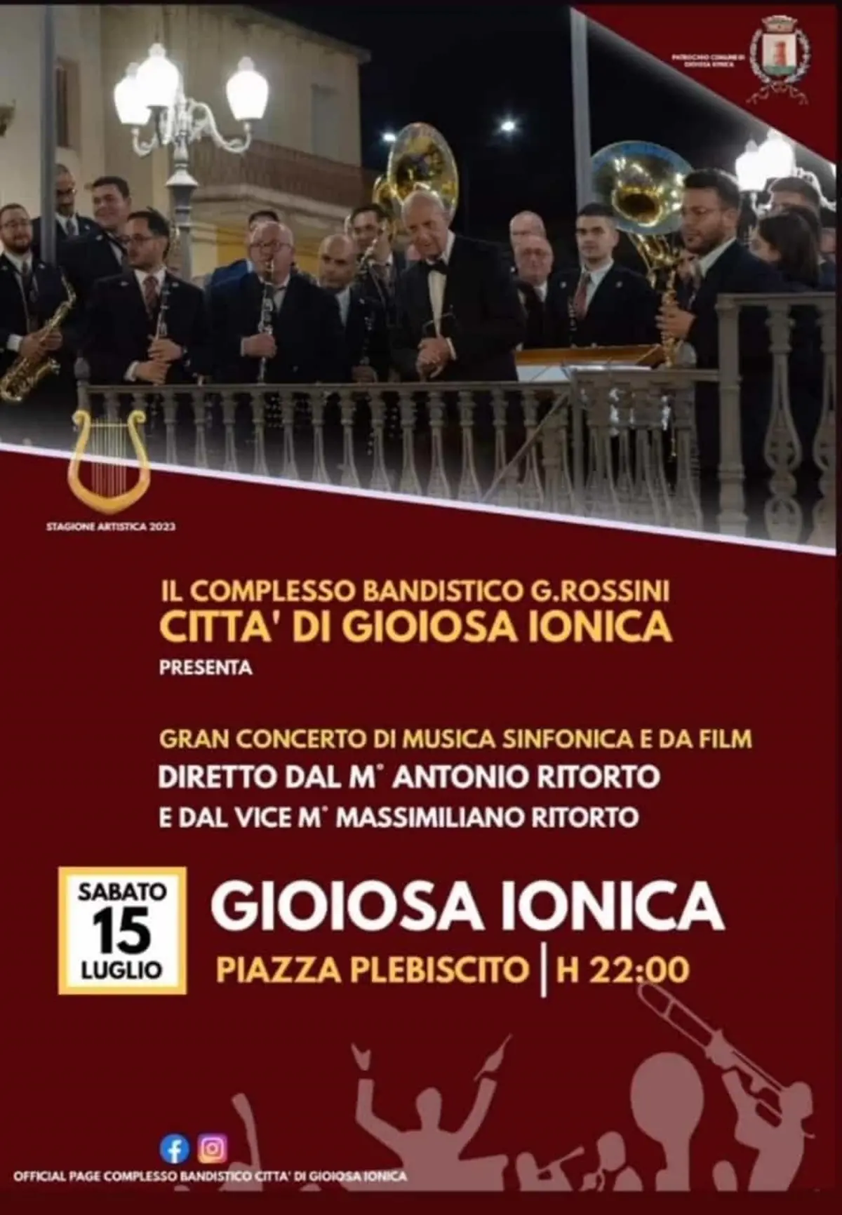 Gioiosa Ionica, concerto del complesso Bandistico “G. Rossini” presenterà in Piazza Plebiscito