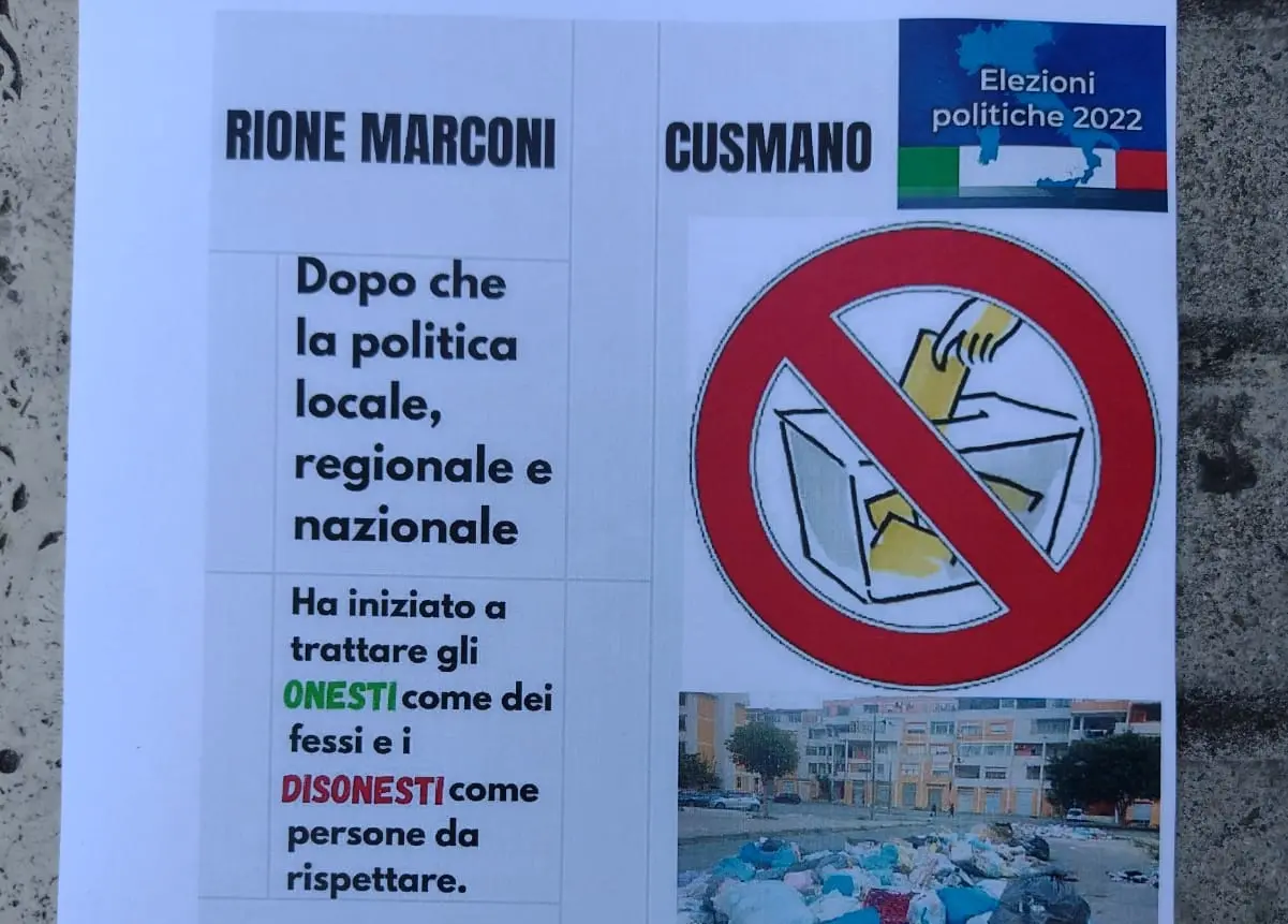 Reggio, al rione Marconi i manifesti con l’annuncio: «I residenti non andranno a votare»