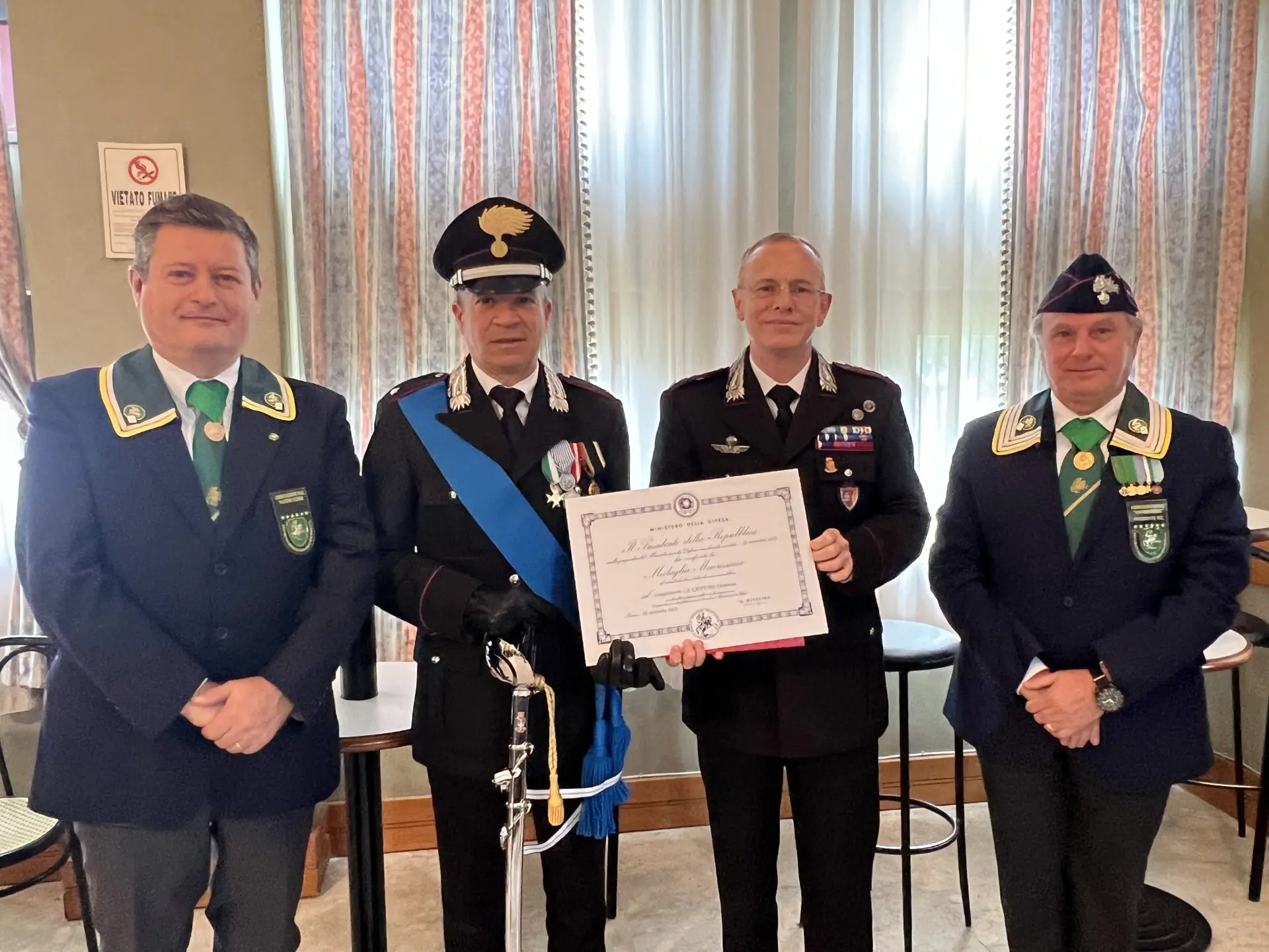 Carabinieri Reggio, al Tenente Cantore la medaglia d’oro Mauriziana