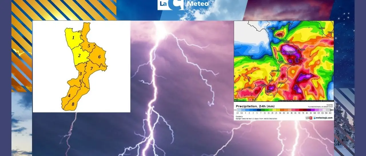 Maltempo, domani allerta arancione su quasi tutta la Calabria