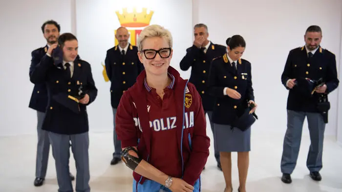 La campionessa olimpica Bebe Vio nel corso della presentazione del calendario della Polizia di Stato 2022 a Roma, 22 novembre 2021. ANSA/MAURIZIO BRAMBATTI , ANSA