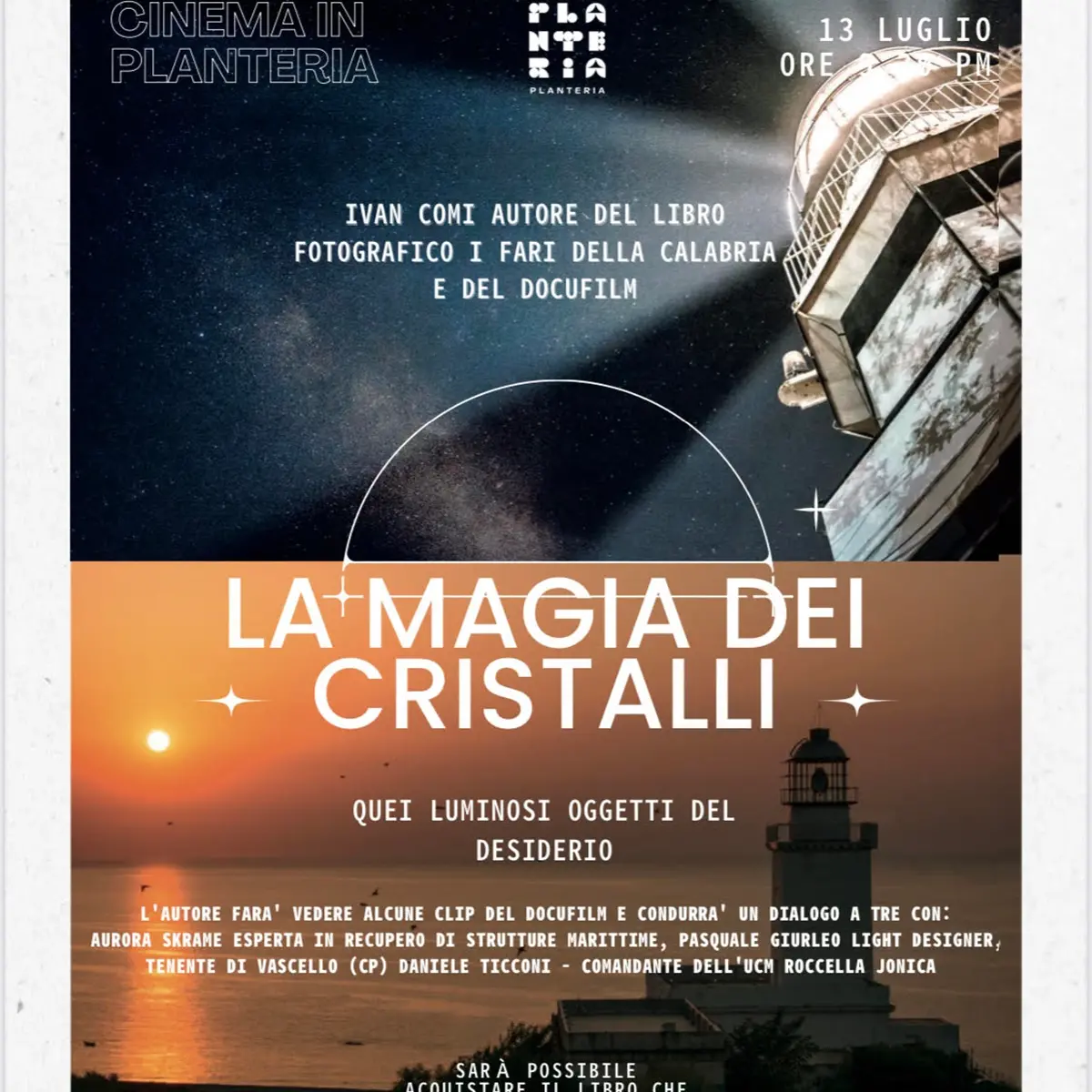 Locri, per \"Cinema in Planteria\" incontro con Ivan Comi e i fari della Calabria