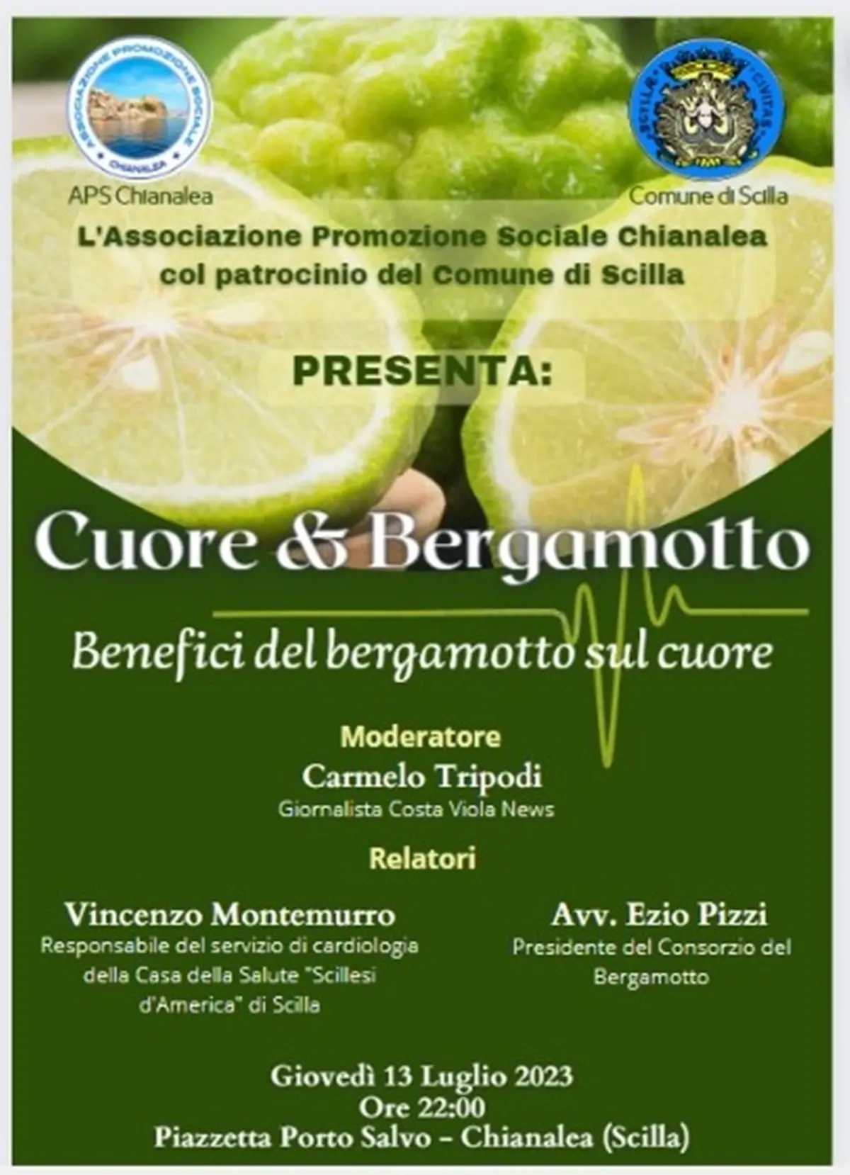 Scilla, nella Piazzetta della Chiesa il convegno dal titolo “Cuore & Bergamotto”