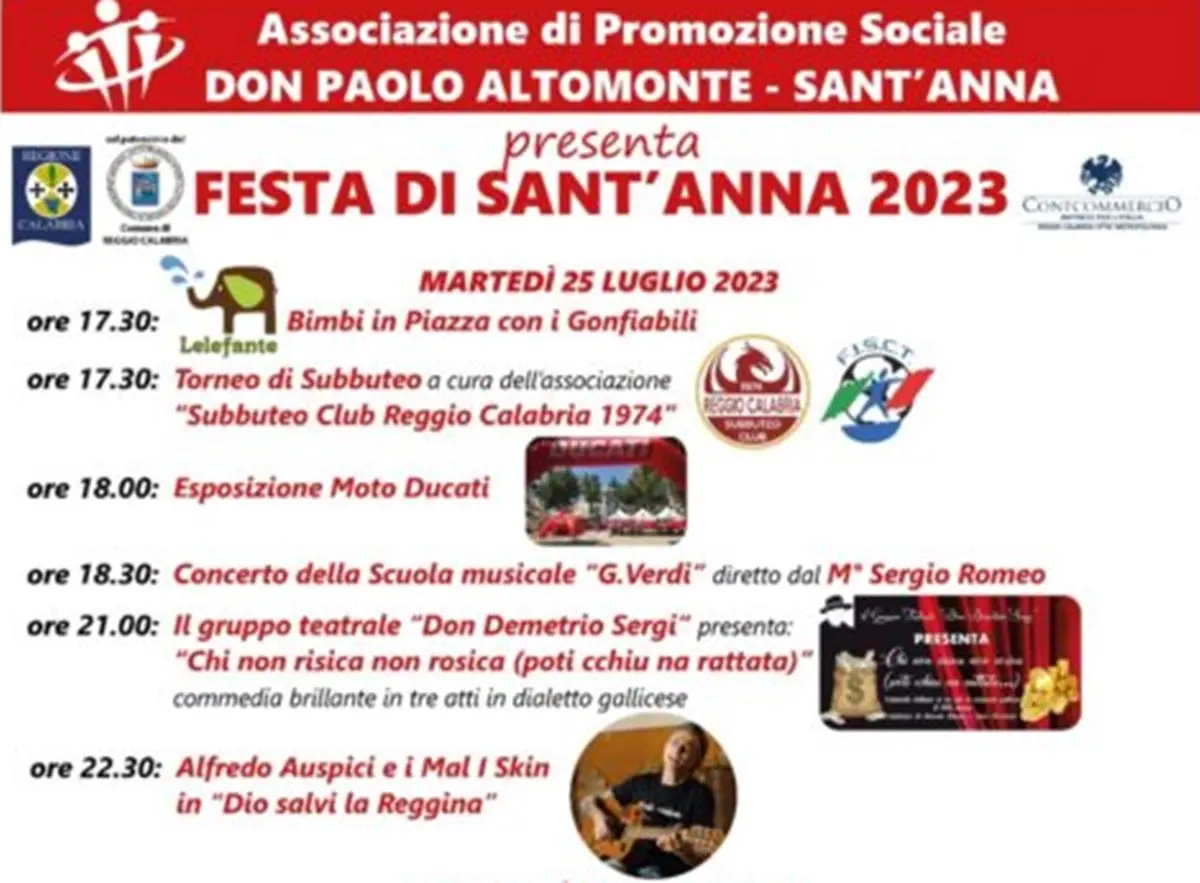 Reggio, musica e divertimento per il nuovo appuntamento della Festa di Sant'Anna