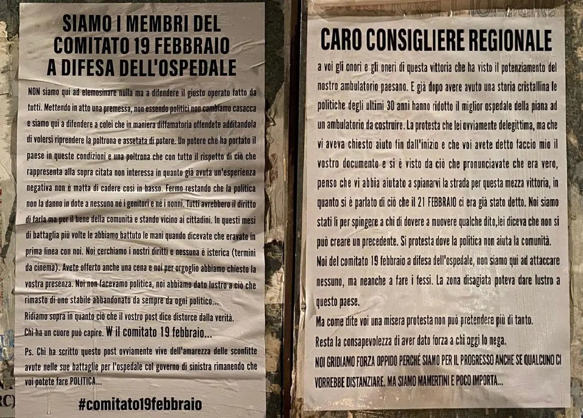 Ospedale Oppido, il Comitato a muso duro contro gli attacchi del sindaco