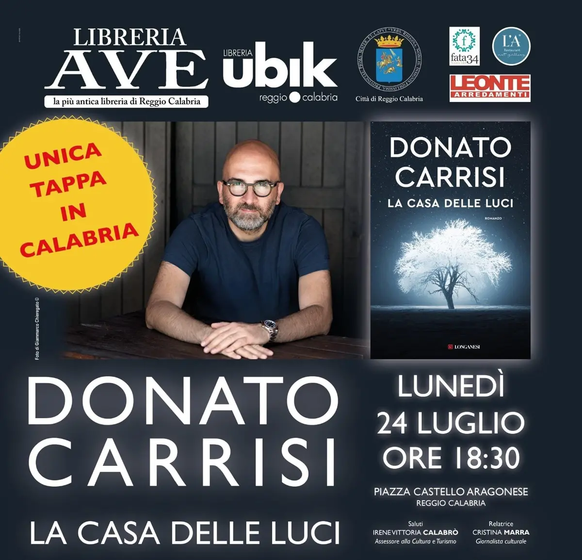Reggio, presentazione del thriller di Donato Carrisi \"La casa delle luci\"
