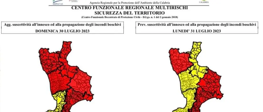 Incendi nel reggino, non è finita: diramata allerta rossa