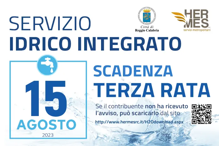 Reggio, Hermes: «In scadenza la terza rata del servizio idrico integrato»