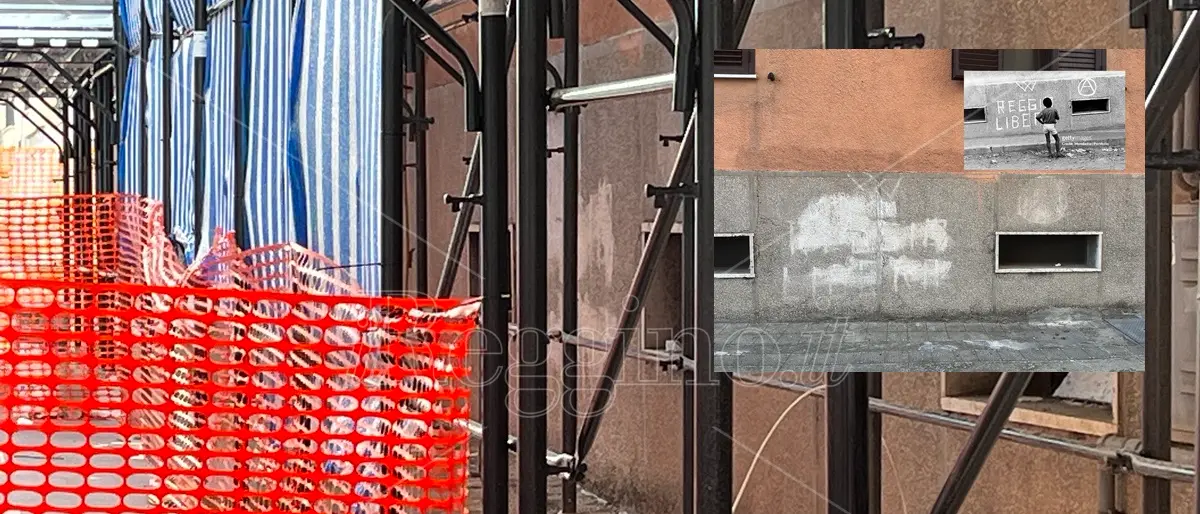 Reggio, a rischio la scritta anarchica \"Reggio Libera\" degli anni Settanta in via San Pietro