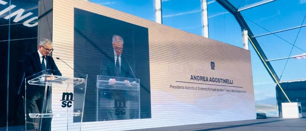 Agostinelli alla cerimonia di inaugurazione della “Celestino Maresca” in porto a Gioia Tauro