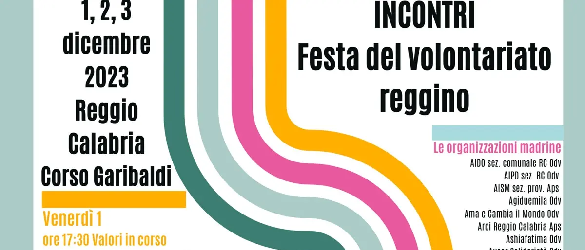 Reggio, è partita \"Incontri\": festa del volontariato promossa dal Centro Servizi per il Volontariato dei Due Mari-Ets