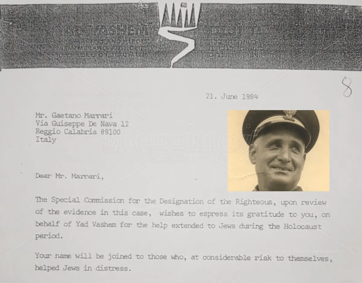 Reggio, il comandante Gaetano Marrari Giusto tra le Nazioni?