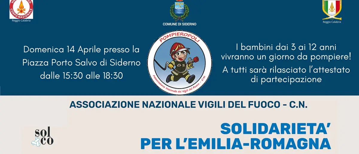 A Siderno la manifestazione Pompieropoli e la raccolta fondi per gli alluvionati dell'Emilia-Romagna