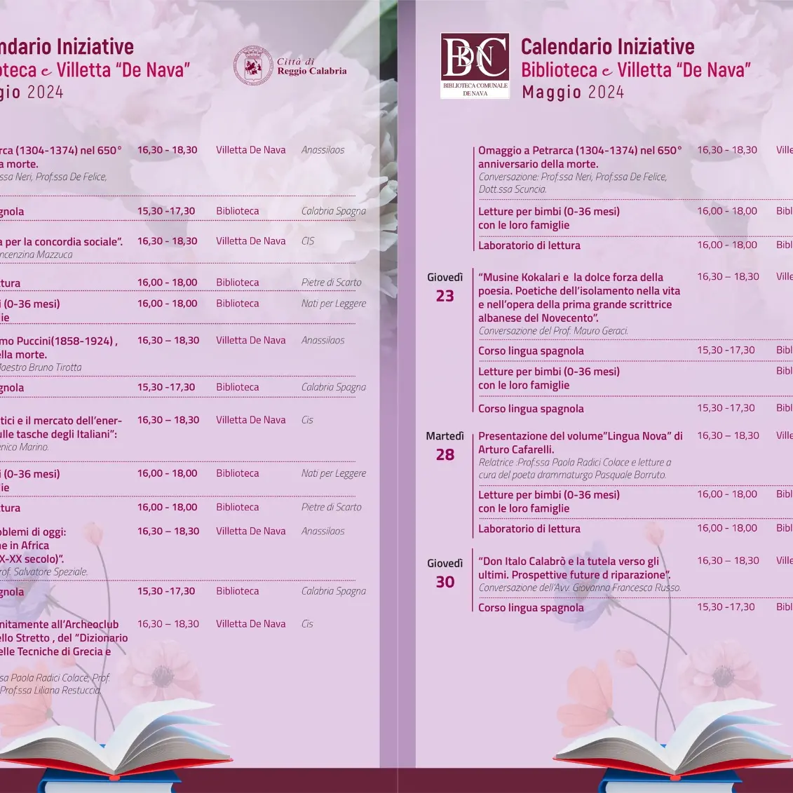 Poesia, letteratura, geopolitica e tutela degli ultimi: a maggio un ricco calendario di eventi per la Biblioteca comunale “De Nava”