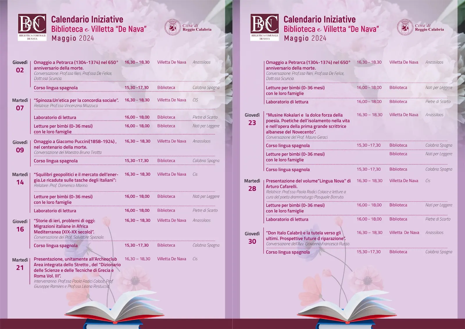 Poesia, letteratura, geopolitica e tutela degli ultimi: a maggio un ricco calendario di eventi per la Biblioteca comunale “De Nava”