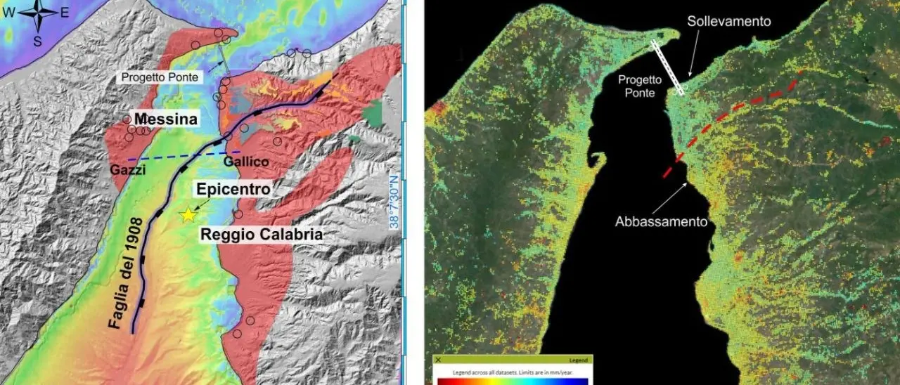 Ponte sullo Stretto, una faglia attiva nell’area in cui sorgerà il pilone calabrese: la conferma arriva dallo spazio