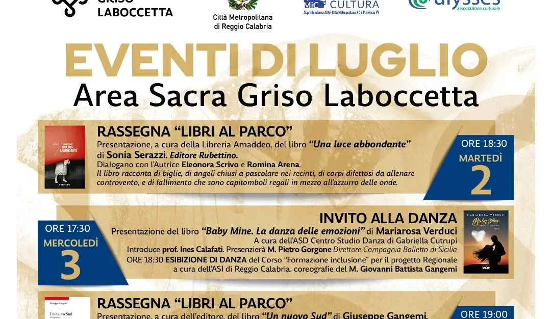 Luglio al parco “Griso Laboccetta” fra letteratura, danza, musica e teatro