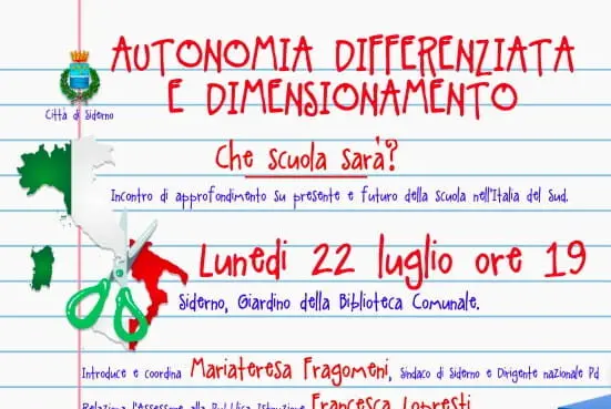 Autonomia Differenziata e Dimensionamento, Fragomeni: «Che scuola sarà?»