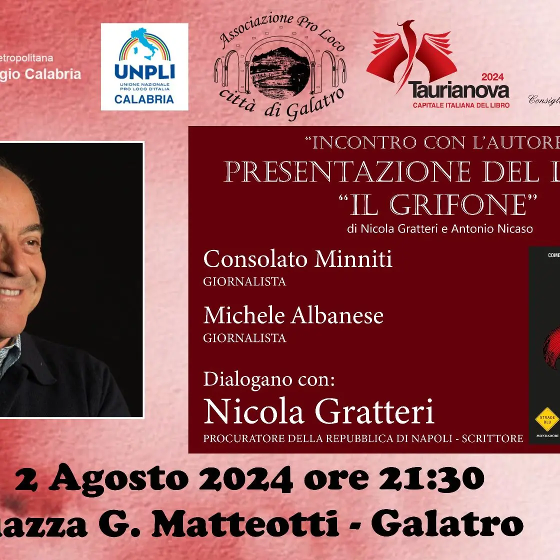Galatro, Nicola Gratteri presenterà il suo nuovo libro ‘Il Grifone’ il 2 agosto