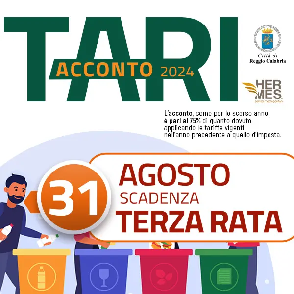 Reggio, Hermes: «In scadenza il 31 agosto la Tari»