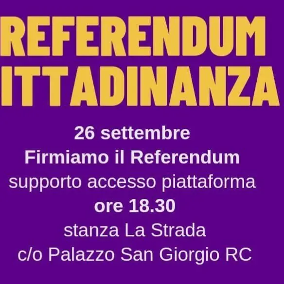 La Strada, raccolta firme a Palazzo San Giorgio per il Referendum Cittadinanza