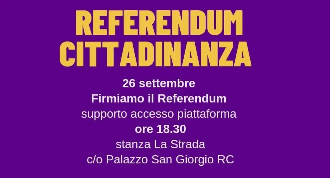 La Strada, raccolta firme a Palazzo San Giorgio per il Referendum Cittadinanza